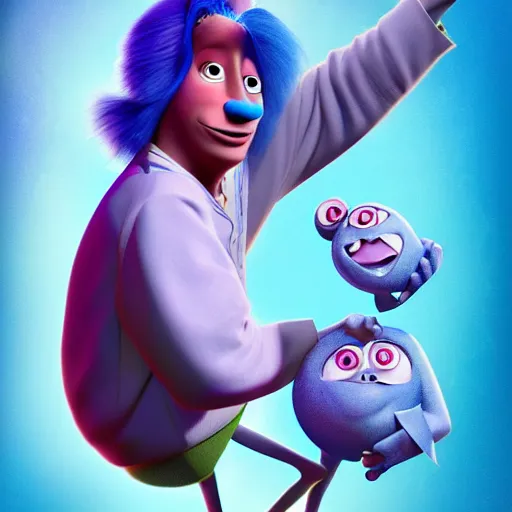 Image similar to Isaac Newton as as character in Monsters, Inc., digital art, 4 K, detail