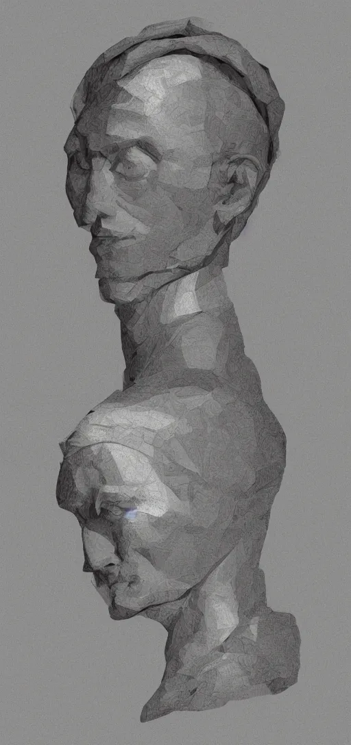 Prompt: a digital artwork of a human bust with their head being an impossible geometry, 4K, impressionist painting,