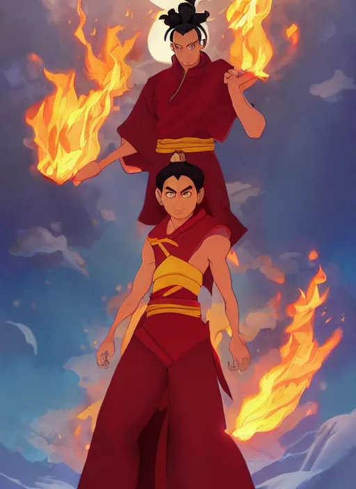 Image similar to the emperor of the fire nation, fire lord ozai, in the style of pixar's moana, anime girl, takeshi obata, art by artgerm and greg rutkowski and alphonse mucha, art by loish, wlop