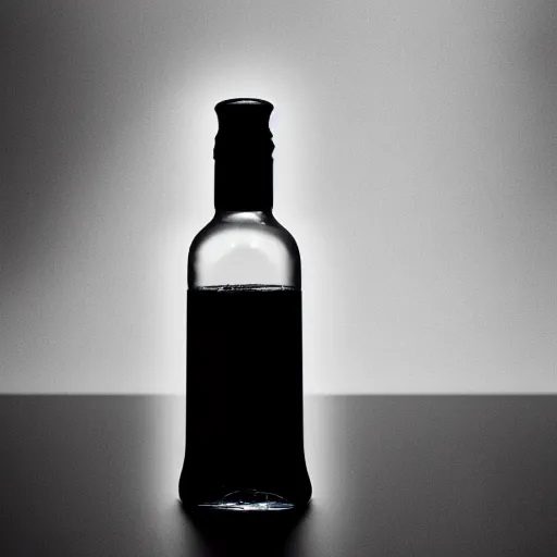 Prompt: lighning and thunder clouds in a bottle on a black photo studio backdrop, high resolution, 8k, octane render