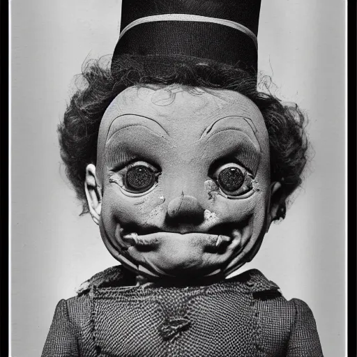 Image similar to high detailed portrait of a ventriloquist dummy, scary, horrifying, creepy