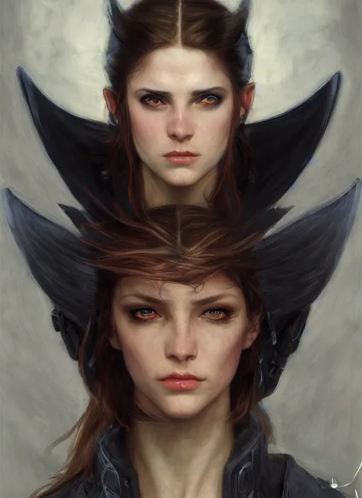 Prompt: portrait demon half human, elegant, wearing a bomber jacket, armor, hyper realistic, whitehorns, extremely detailed, dnd character art portrait, fantasy art,, dramatic lighting, vivid colors, deviant art, artstation, by edgar maxence and caravaggio and michael whelan and delacroix, lois van baarle and bouguereau