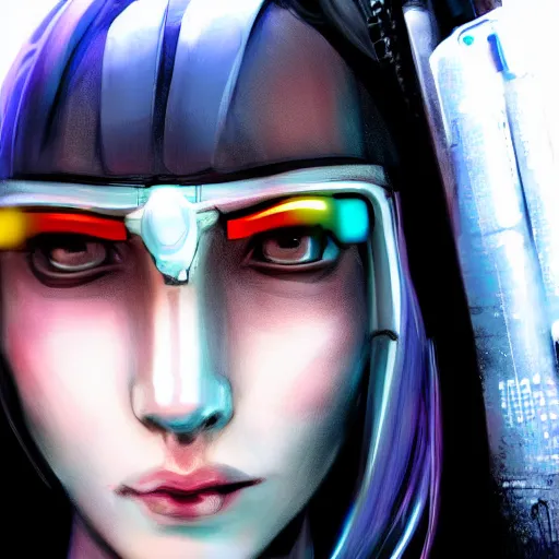 Prompt: cyberpunk girl close up portrait