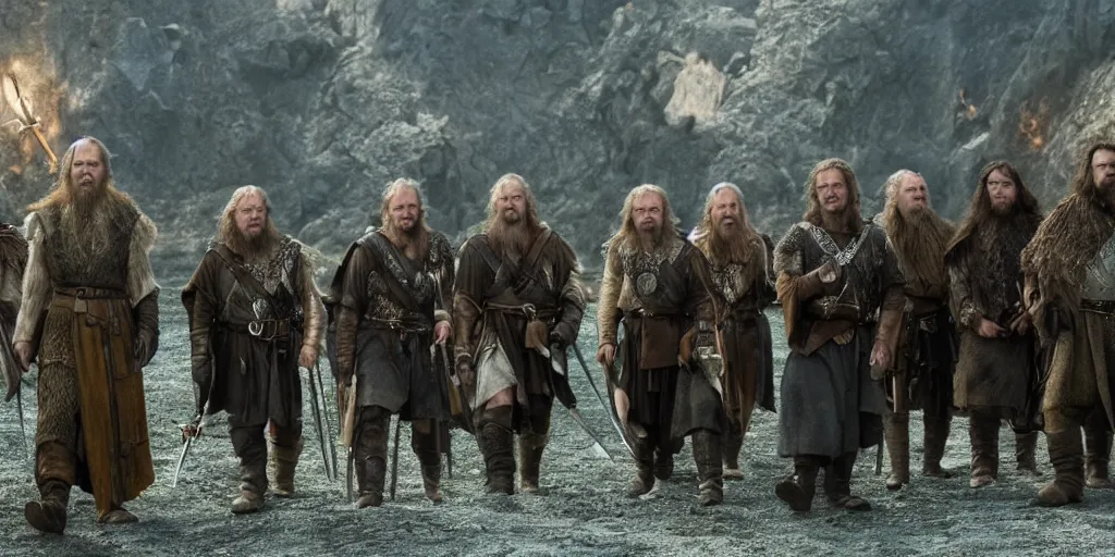 Image similar to the fellowship of the bling, still from the new fantasy movie, 4 k uhd