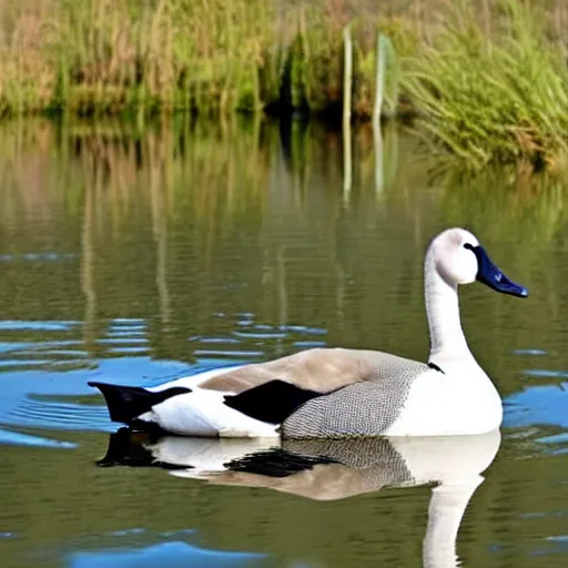 Prompt: morbidly obese goose on a lake