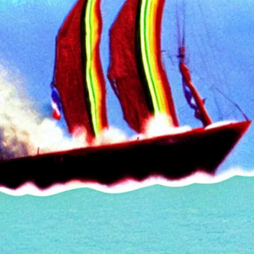 Image similar to the sinking of the rainbow warrior by the dastardly mustache twirling french