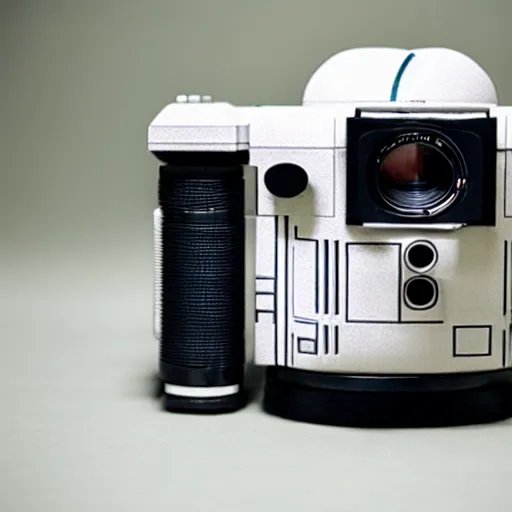 Prompt: Medium format camera that looks like R2D2
