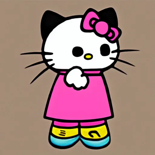 Image similar to creepy hello kitty drawing