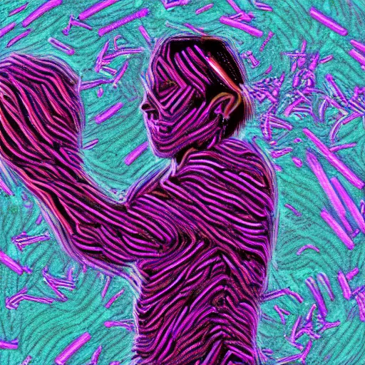 Image similar to a person sneezing out their lunges. Digital art