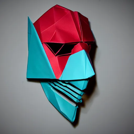 Prompt: hotline Miami mask as a paper origami, photo ultra realistic 4k