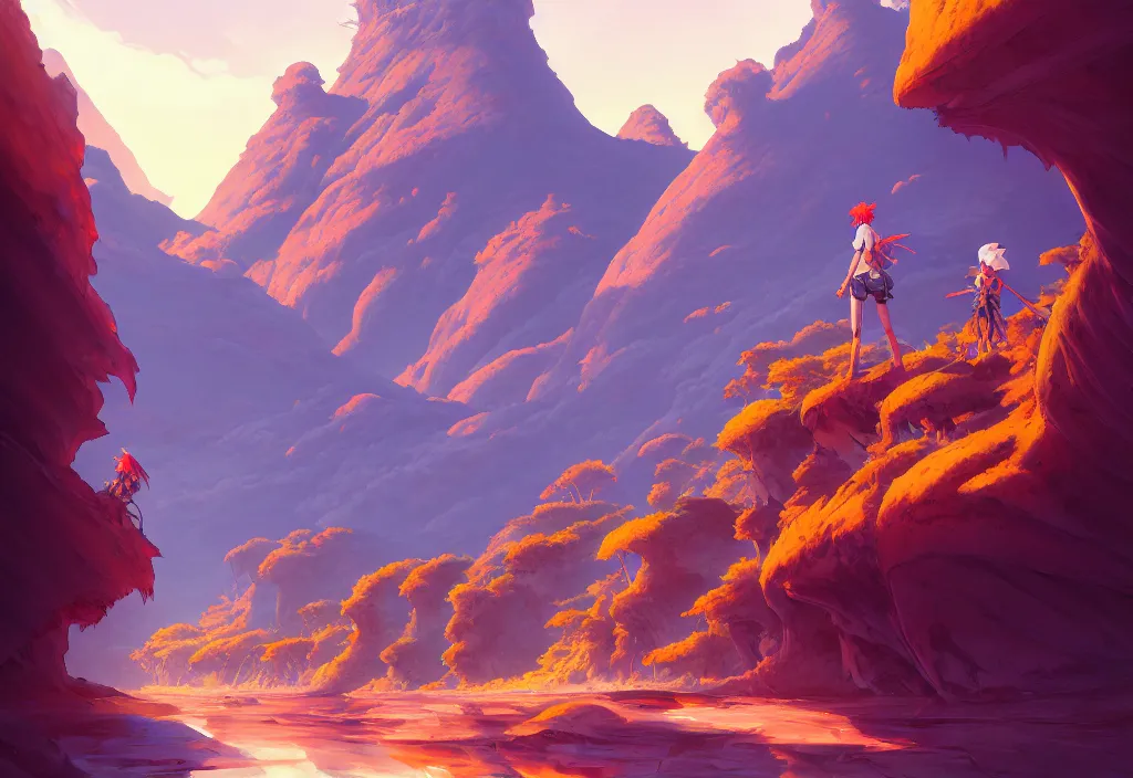 Prompt: fishbones in a dry canyon river with a volcano in the background, intricate oil painting, high detail illustration, sharp high detail, manga and anime 1 9 9 9, official fanart behance hd artstation by jesper ejsing and makoto shinkai, 4 k,