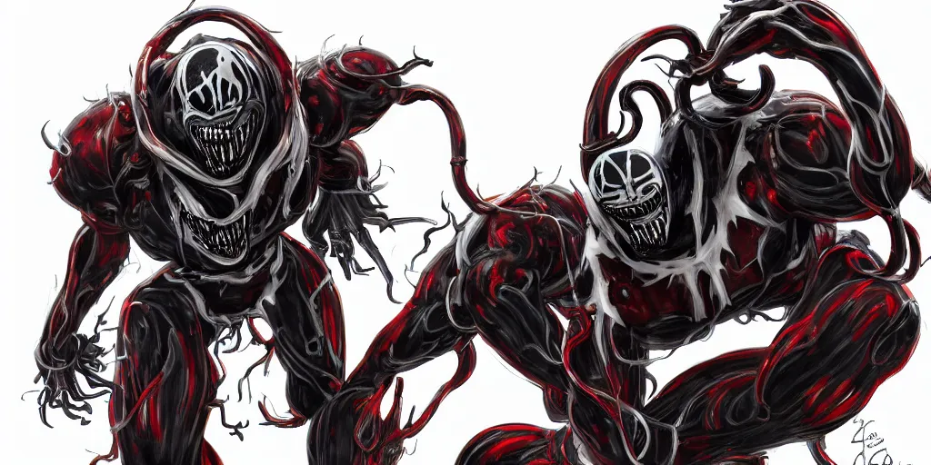 Image similar to Pennywise Mecha exposed to the symbiote and became Venom. concept art,high detailed,fine art,trending on Artstation,smooth draw.