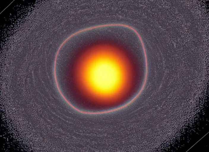 Prompt: pixel tracing heat style of particles inside event horizon of black hole, ultra realistic