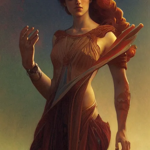 Prompt: space ember, with clothes for goodness sakes, intricate, elegant, highly detailed, digital painting, artstation, concept art, smooth, sharp focus, illustration, art by artgerm and greg rutkowski and alphonse mucha and william - adolphe bouguereau