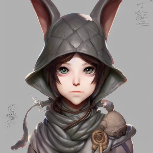 Image similar to Goblin Cleric with large expressive eyes and a scarf, hatched ear, highly detailed, by Range Murata, artgerm, digital illustration, beautiful, concept art, trending on artstation, 4k