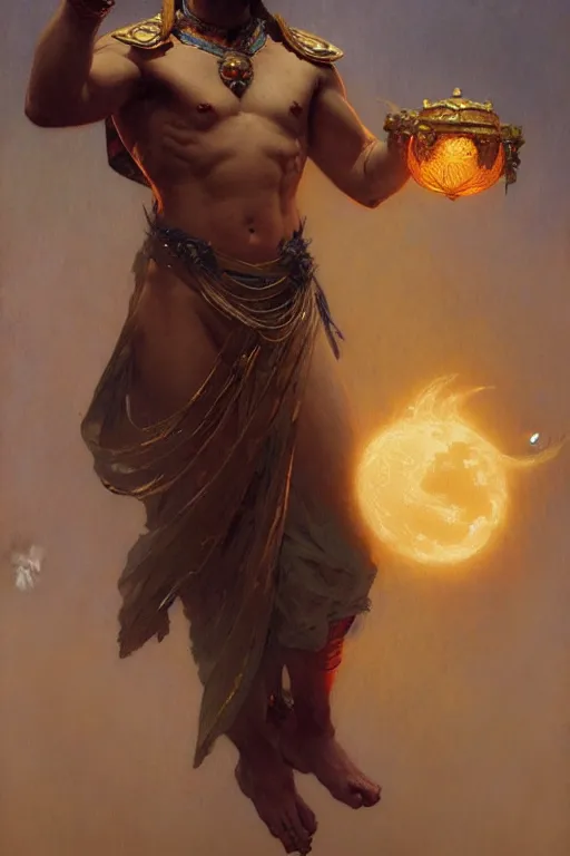 Image similar to god of moon, male character design, painting by gaston bussiere, craig mullins, greg rutkowski, alphonse mucha, trending on artstation