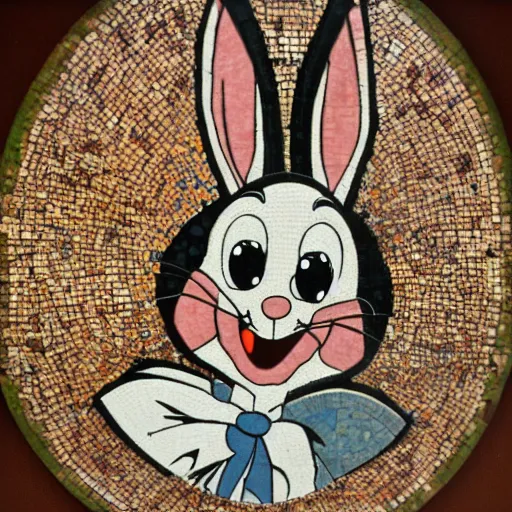 Image similar to bugs bunny in a ancient greek mosaic