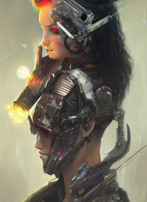 Image similar to teen elf, cyberpunk rigger, black hair, gorgeous, amazing, elegant, intricate, highly detailed, digital painting, artstation, concept art, sharp focus, illustration, art by ross tran