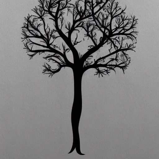 Prompt: a detailed tatoo outline of a woman who looks like a tree, 4k