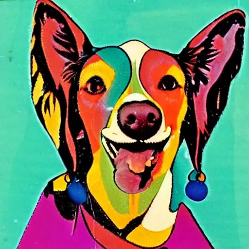 Image similar to 6 0 s kitsch and psychedelia unflappable patty dog