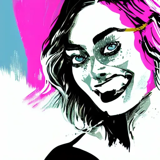 Prompt: An illustration of margot robbie in the style of andre ducci