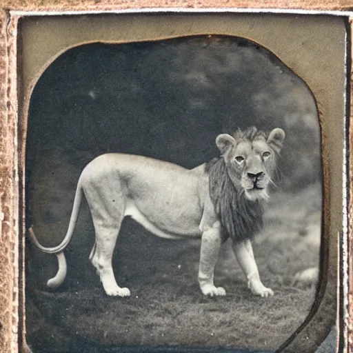 Image similar to tintype photo of a lion swimming