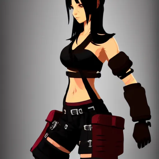 Image similar to stylised concept art of tifa lockhart posing