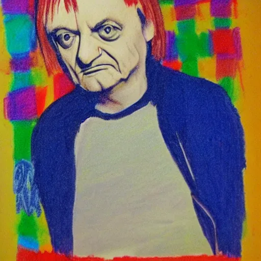 Prompt: mark e smith, children's crayon drawing