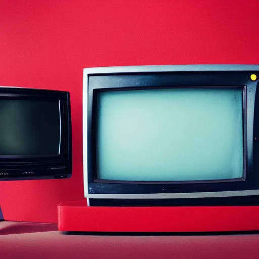 Image similar to old tv showing red background with a white arrow