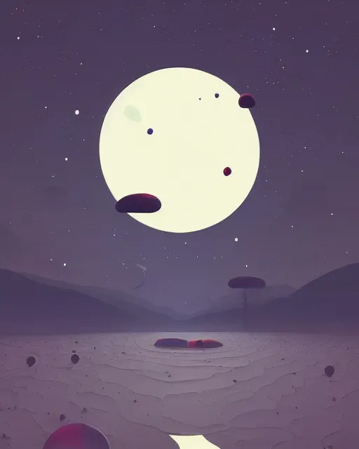 Prompt: beautiful painting of a smiling moon at night, art by mike winkelmann, illustration, highly detailed, simple, smooth and clean vector curves, no jagged lines, vector art, smooth, artstation