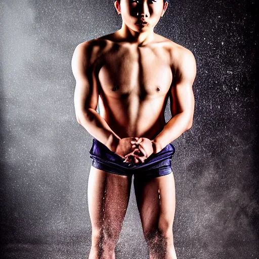 Image similar to a portrait of a beautiful athletic young male japanese demon, photographed by andrew thomas huang, artistic