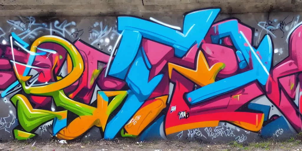 Image similar to 3 d! graffiti, gradients! extreme wide angle, arrows, drips, in the style of daim!, totem, fleks, odeith