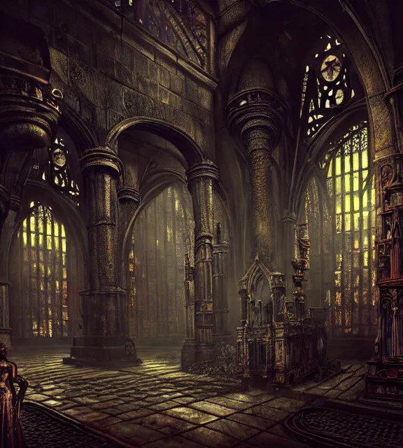 Image similar to steam necropolis, memento mori, gothic, neo - gothic, art nouveau, hyperdetailed copper patina medieval icon, stefan morrell, philippe druillet, ralph mcquarrie, concept art, steampunk, unreal engine, detailed intricate environment, octane render, moody atmospherics, volumetric lighting, ultrasharp, ominous, otherworldly