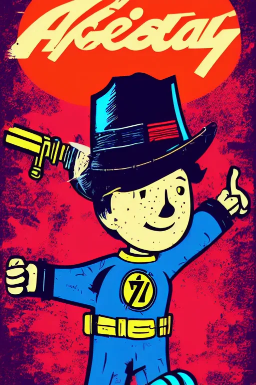 Image similar to fallout 7 6 retro futurist illustration art by butcher billy, sticker, colorful, illustration, highly detailed, simple, smooth and clean vector curves, no jagged lines, vector art, smooth andy warhol style