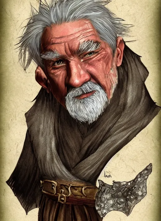 Image similar to character portrait old male hobbi fantasy