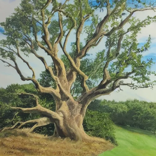 Prompt: oak tree near poynings painted by jjw