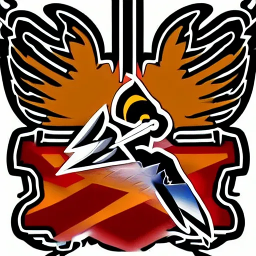 Image similar to svg vector sticker of rising-phoenix burning-eagle, wings-spread, rocking out, wearing headphones, huge speakers, dancing, rave, DJ, spinning records, digital art, amazing composition, rule-of-thirds, award-winning, trending on artstation, featured on deviantart