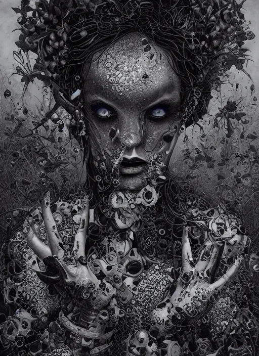 Image similar to Goth goddess painting by Dan Hillier, trending on artstation, artstationHD, artstationHQ, 4k, 8k