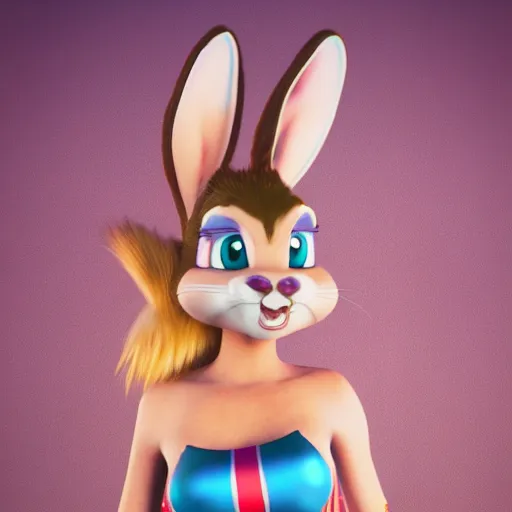 Prompt: Lola Bunny fan art, deviantart, octane render