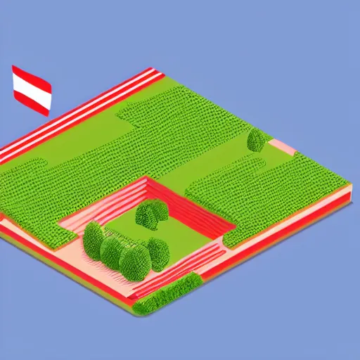 Prompt: serbia, isometric art, highly detailed illustration, flag