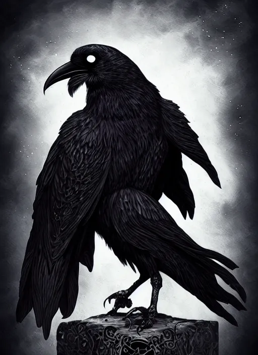 Image similar to raven warlock, wind magic, exquisite details, black beard, white background, by studio muti