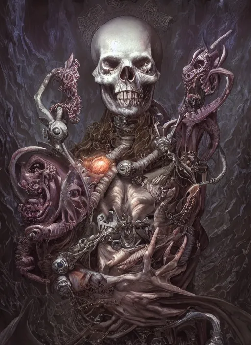 Image similar to fineart illustration of the necromancer, hyper detailed, fantasy surrealism, crisp