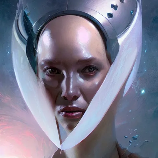 Image similar to portrait of an alien queen from 5th dimension, by Greg Rutkowski. Extremely detailed, digital art