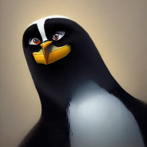 Prompt: portrait oil painting of rico from penguins of madagascar trending on artstation by greg rutkowski
