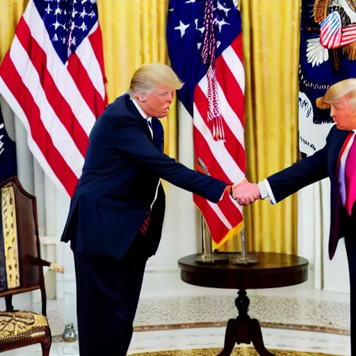 Image similar to joe biden shaking hands with donald trump, photorealistic, 4 k