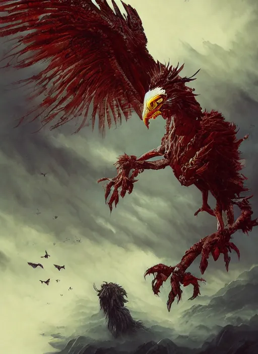 Image similar to the gryphon, highly detailed, cinematic, 8 k, by megan duncanson, benjamin lacombe, adrian borda, stanley artgermm, tom bagshaw, craig mullins, carne griffiths, ayami kojima, beksinski, giger, trending on deviantart, hyper detailed, horror, full of colour