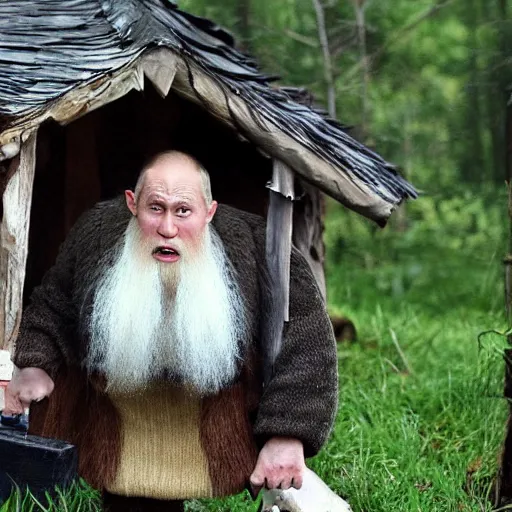 Image similar to Vladimir putin as an angry dwarf hermit