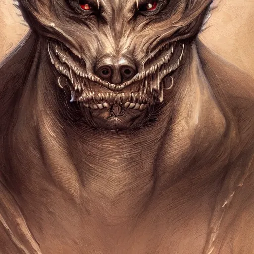 Image similar to low angle shot of a werewolf by clive barker, intricate, elegant, highly detailed, centered, digital painting, artstation, concept art, smooth, sharp focus, illustration, artgerm, Tomasz Alen Kopera, Peter Mohrbacher donato giancola, Joseph Christian Leyendecker, WLOP, Boris Vallejo.