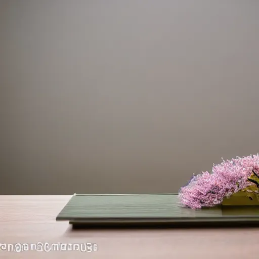 Image similar to a photo of 8k Ikebana, ikenobo, ohararyu, sougetsu, wide angle, full body, sony a7r3, ultra detail, photorealistic, in simple background