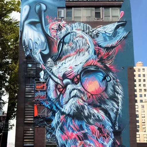 Image similar to a mural by spray paint artist outer source in new york